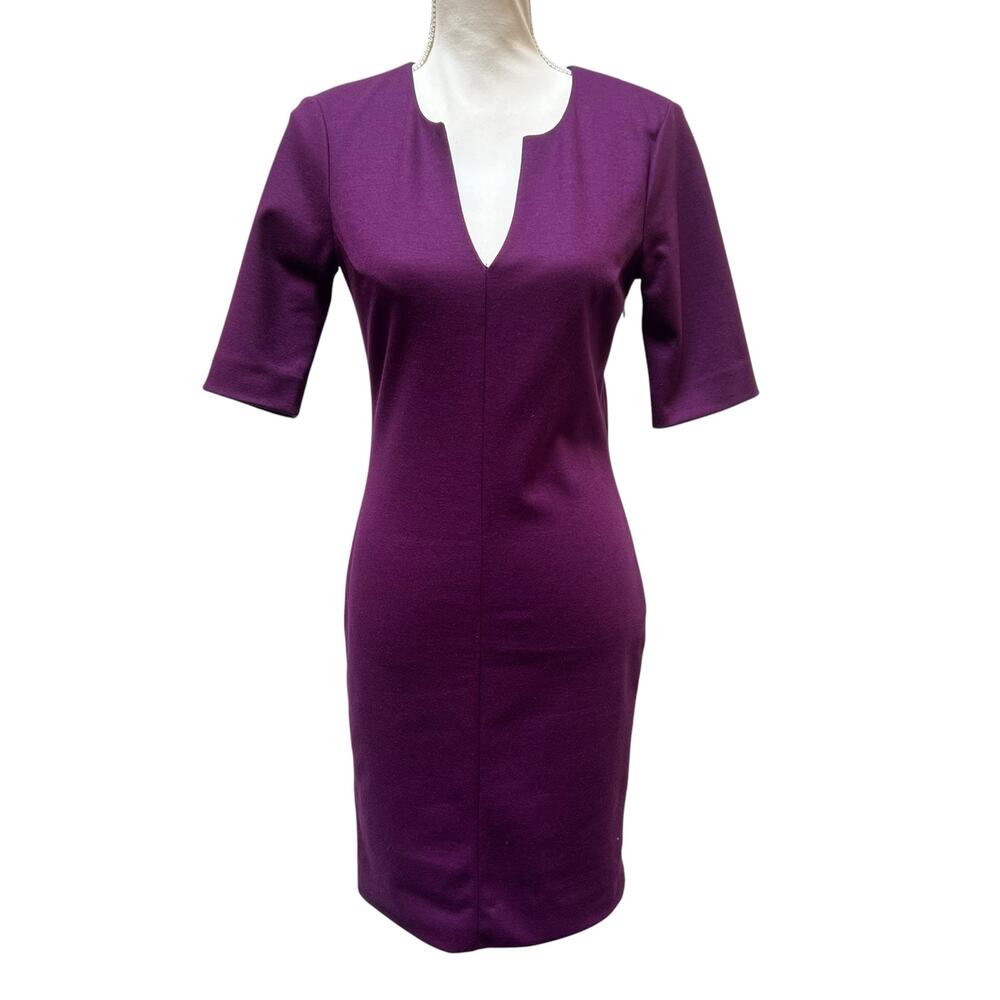Diane Von Furstenberg Size 4 Purple Wool Blend Sheath Dress Career Cocktail